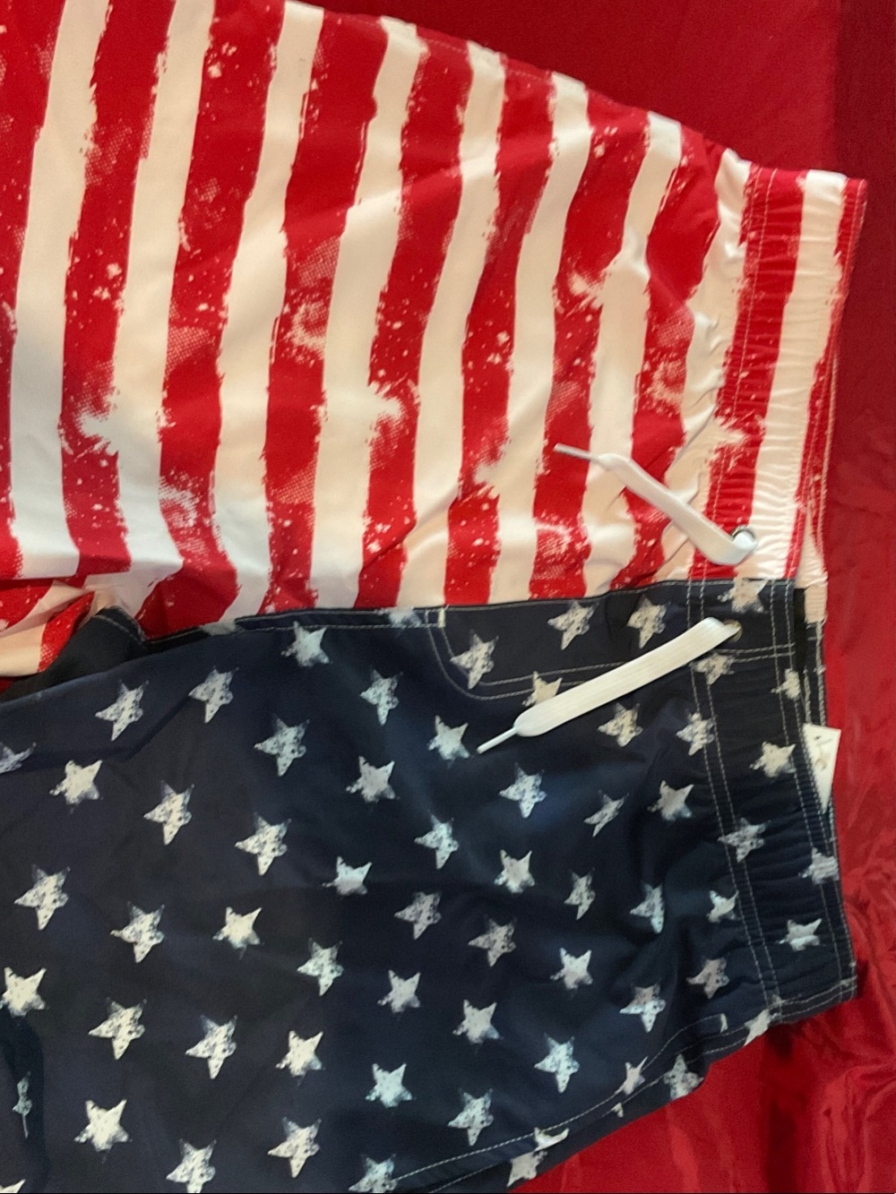 Men's American Flag Print Swim Trunks - Red, White & Blue